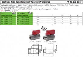 Mini-Kugelhähne mit Knebelgriff, Edelstahl, PN 63 (Eco-Line), alle Größen